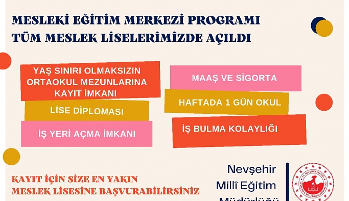 Nevşehir'de Mesleki Eğitim Merkezleri “SENİ” Bekliyor!