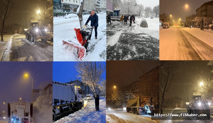 Nevşehir Belediyesi ekipleri karla mücadele için sahada