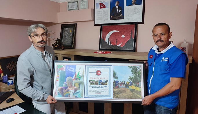 Gülşehir HEM'e teşekkür belgesi