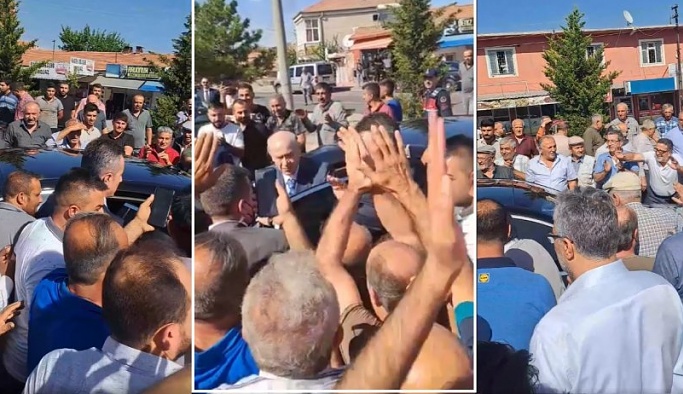Nevşehir Kalaba'da vatandaşlar Bahçeli'nin konvoyunu durdurdu
