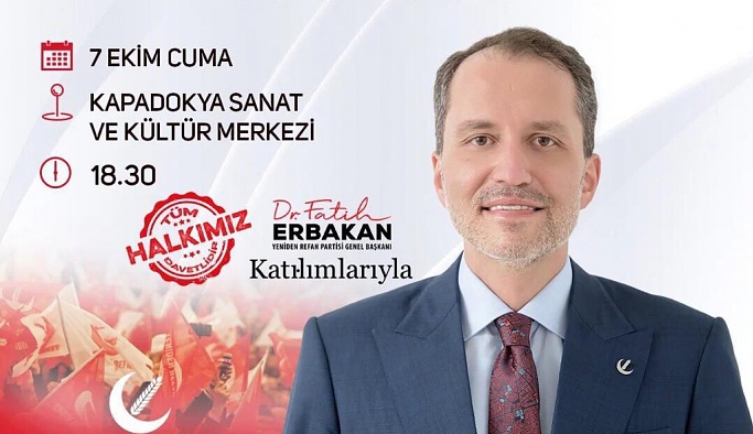 YRP Genel Başkanı Fatih Erbakan Nevşehir'e geliyor