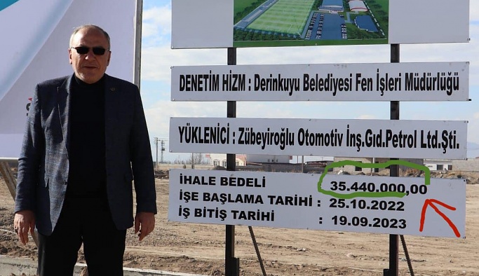 Başkan Aksoy, Derinkuyu Spor Kompleksi inşaatını inceledi