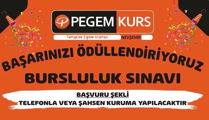 Nevşehir Pegem Kurs’tan 2023-24 eğitim öğretim yılı için bursluluk sınavı